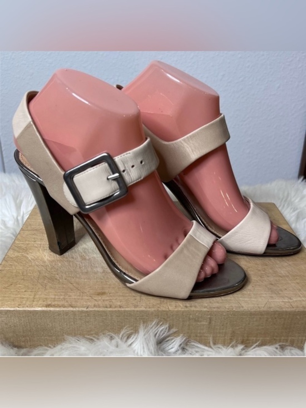 Sergio Rossi Beige Open-Toe Heels